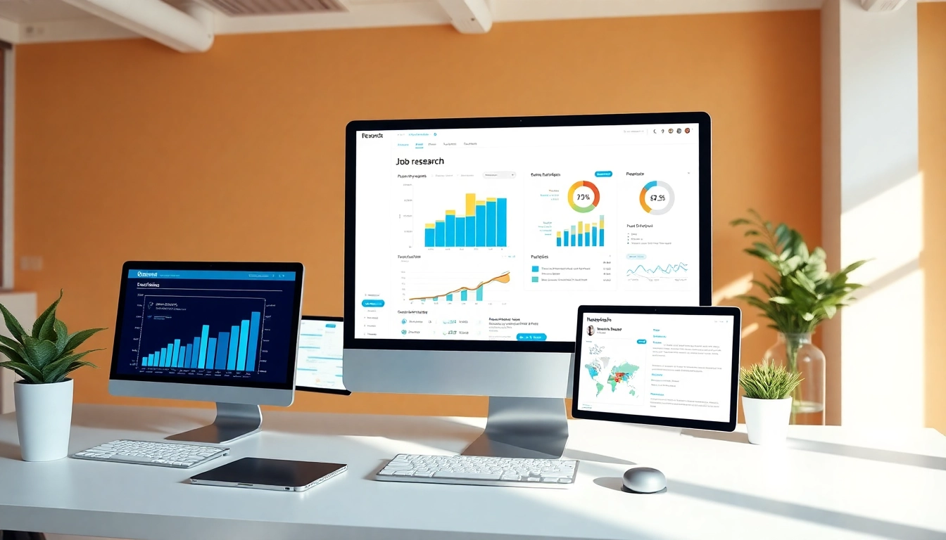 Utilize job research tools effectively by exploring resumes and analytics in a modern digital workspace.