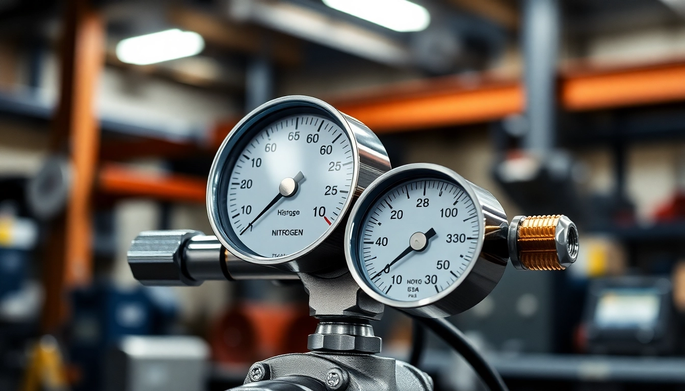 Adjust a nitrogen regulator with dual gauges to monitor pressure levels effectively and ensure optimal performance in applications.