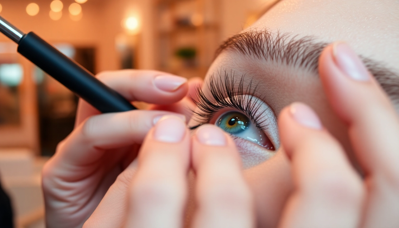 Experience stunning Pflugerville lash extensions applied with care and precision in a stylish salon setting.