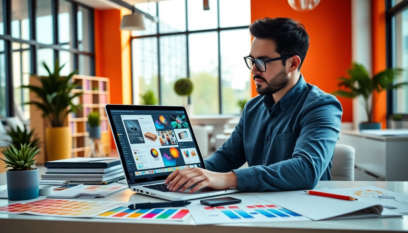 Utilize AI design tools for businesses to enhance creativity in a modern workspace.