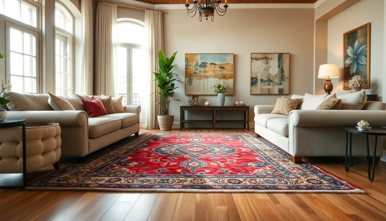 Arrange Zemmour Vintage rugs beautifully in a cozy living room setting with warm colors and natural light.