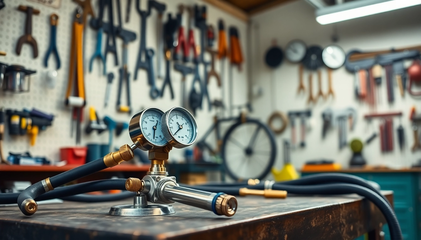 Utilize this oxy acetylene welding kit featuring detailed components in a professional workshop setting.
