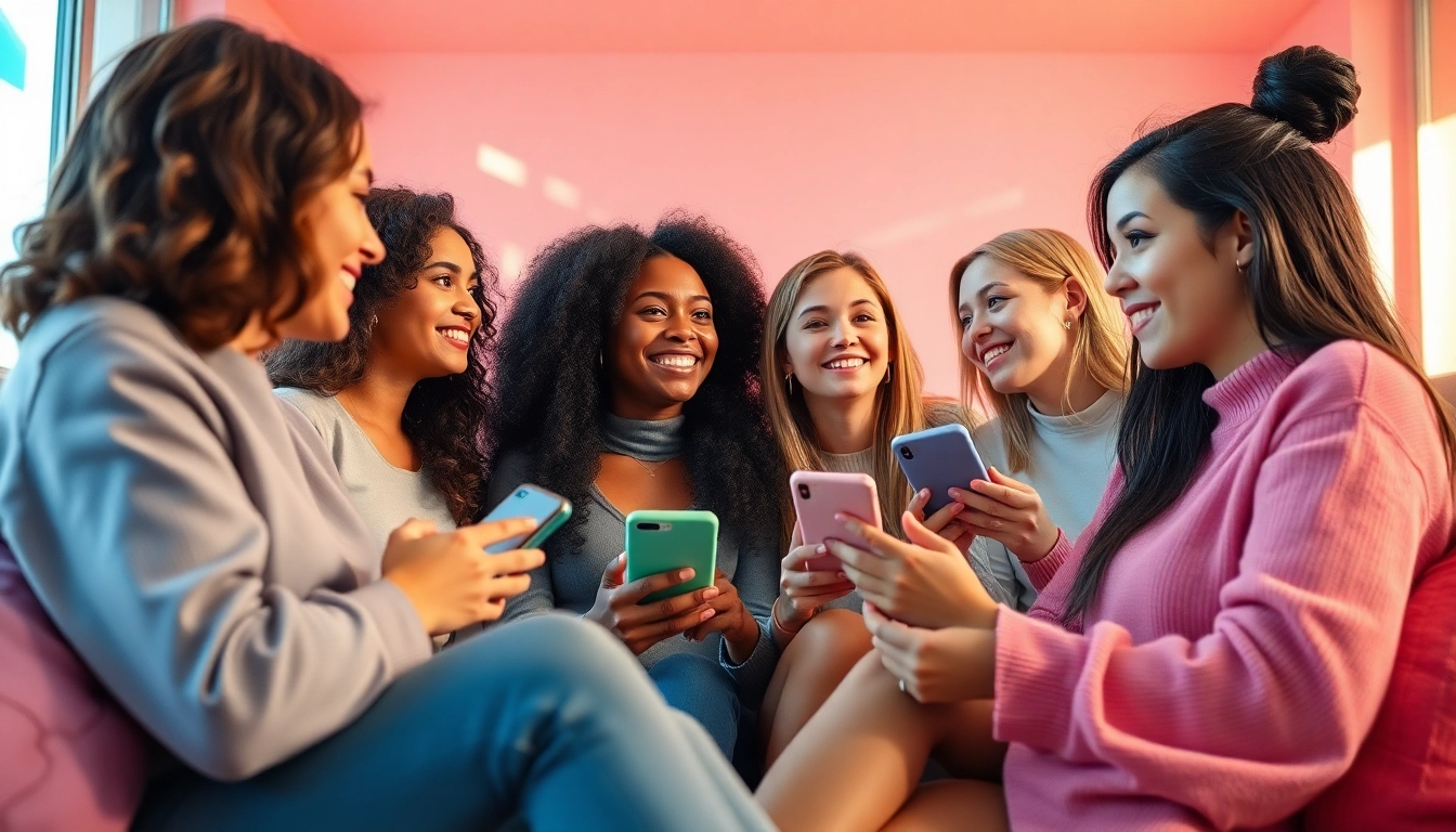 Engage in شات بنات while women connect in a vibrant online chat scene.