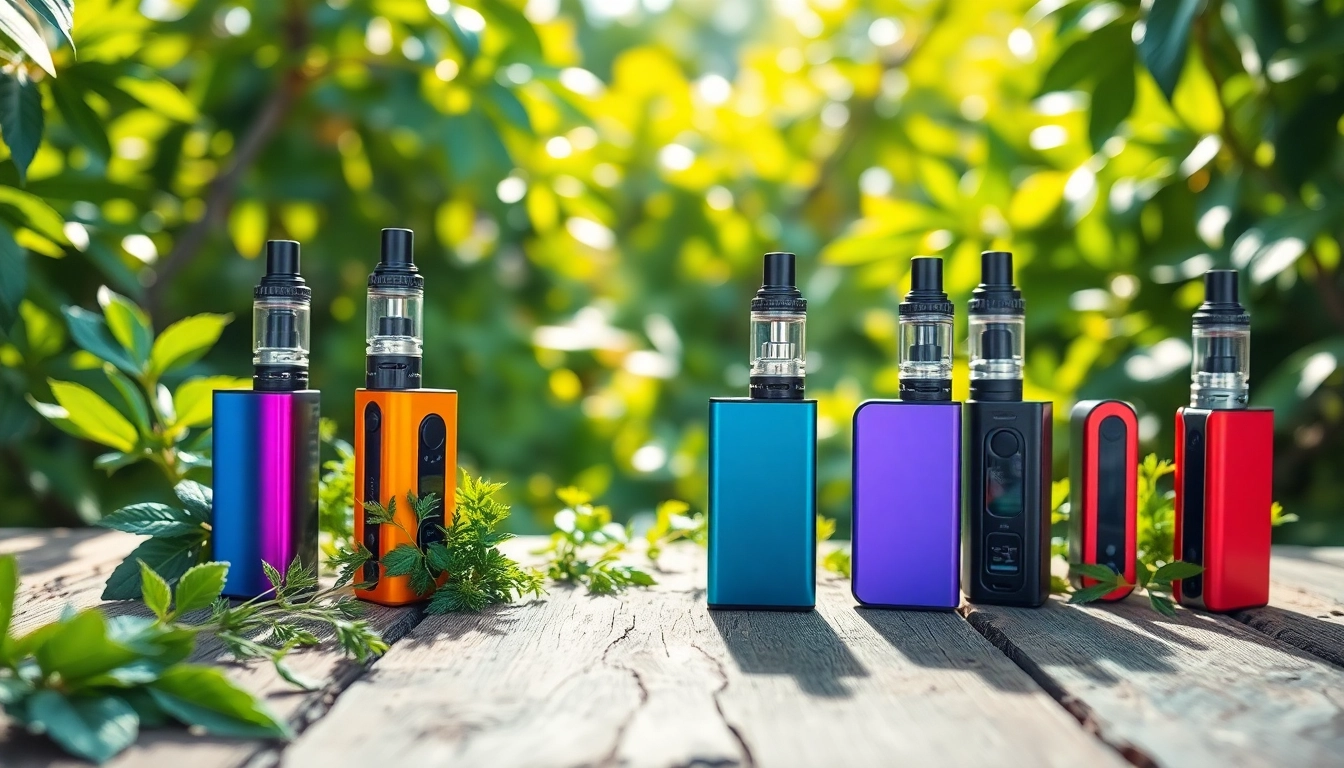 Showcasing healthy vapes elegantly placed on a rustic table with greenery.