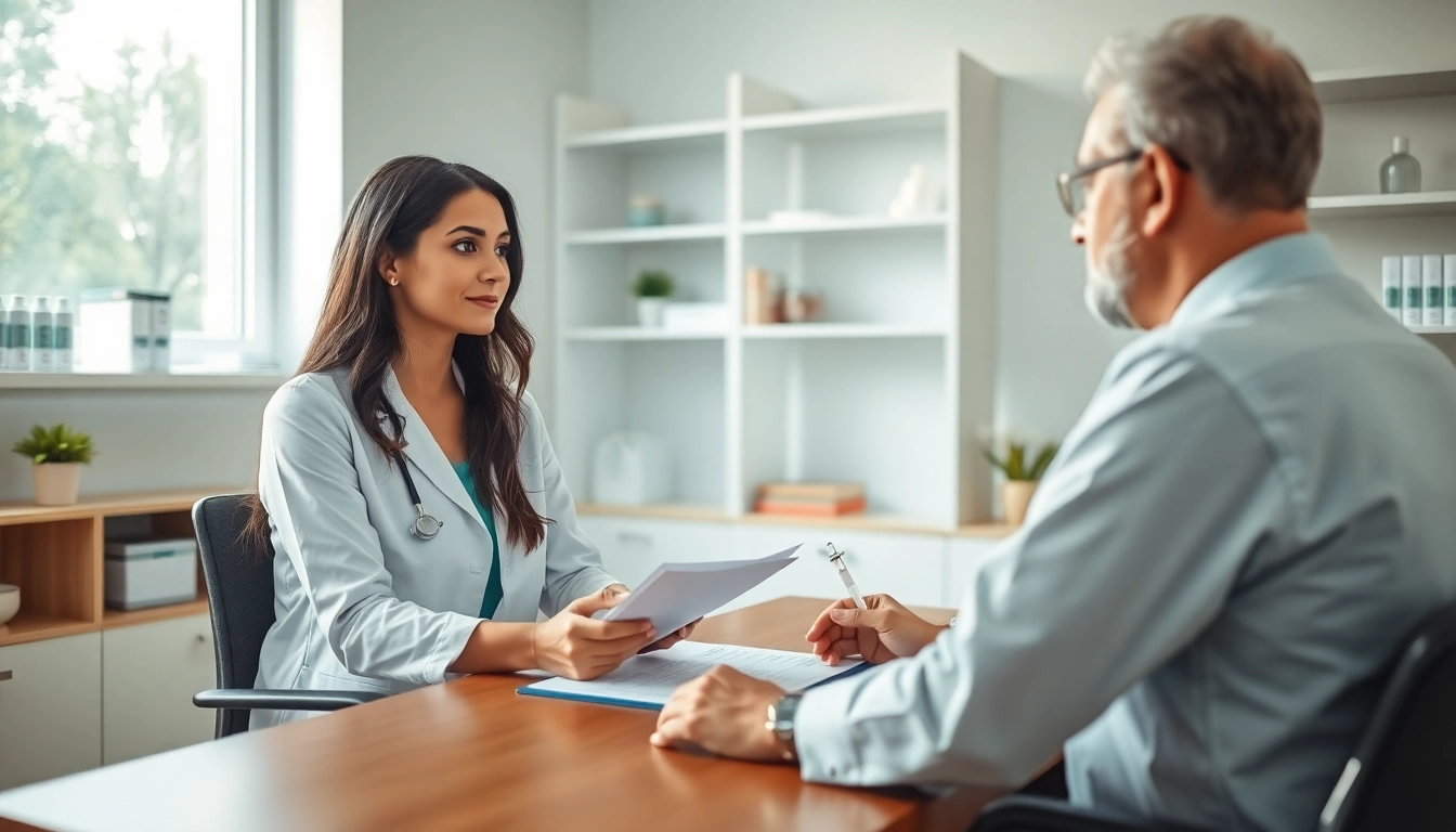 Patient discussing Injectable Weight Loss with a doctor in a professional healthcare setting.