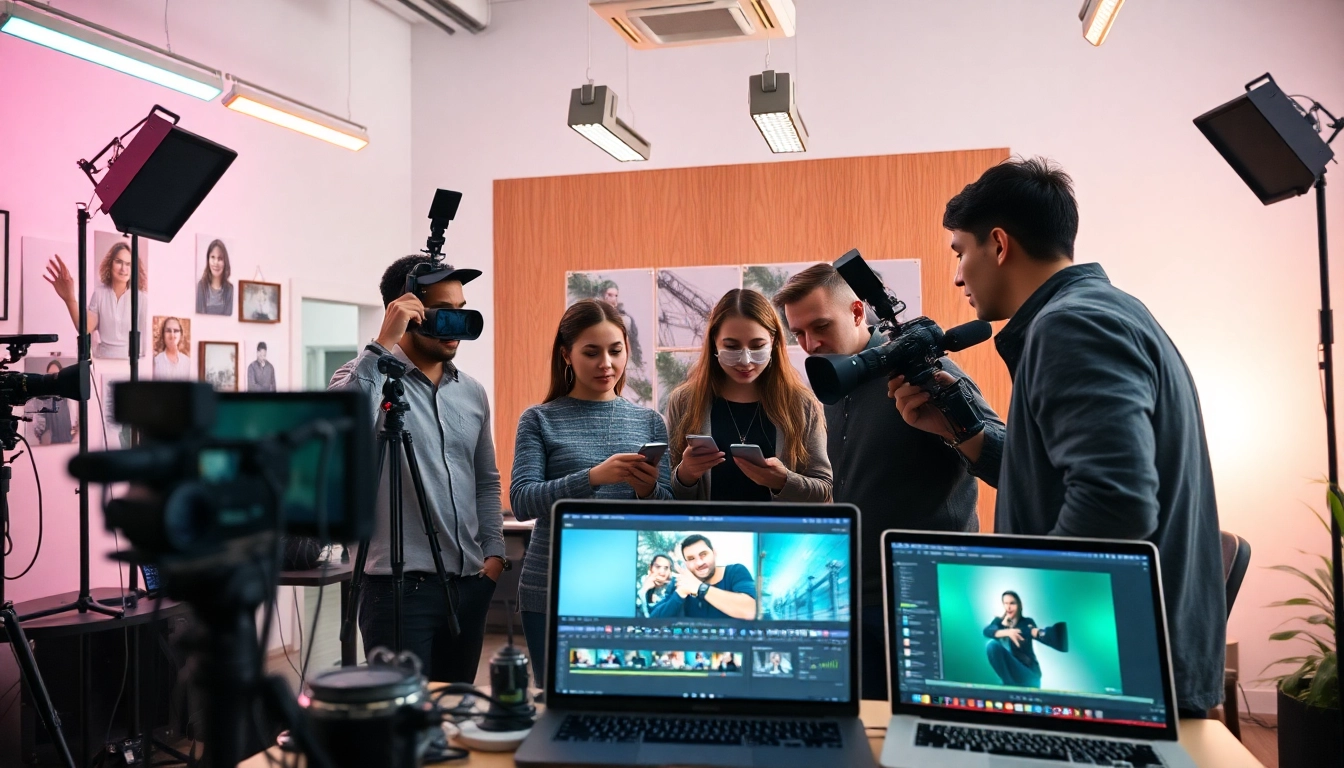 Engaging video production team collaborating in Edmonton studio, showcasing video production edmonton services.