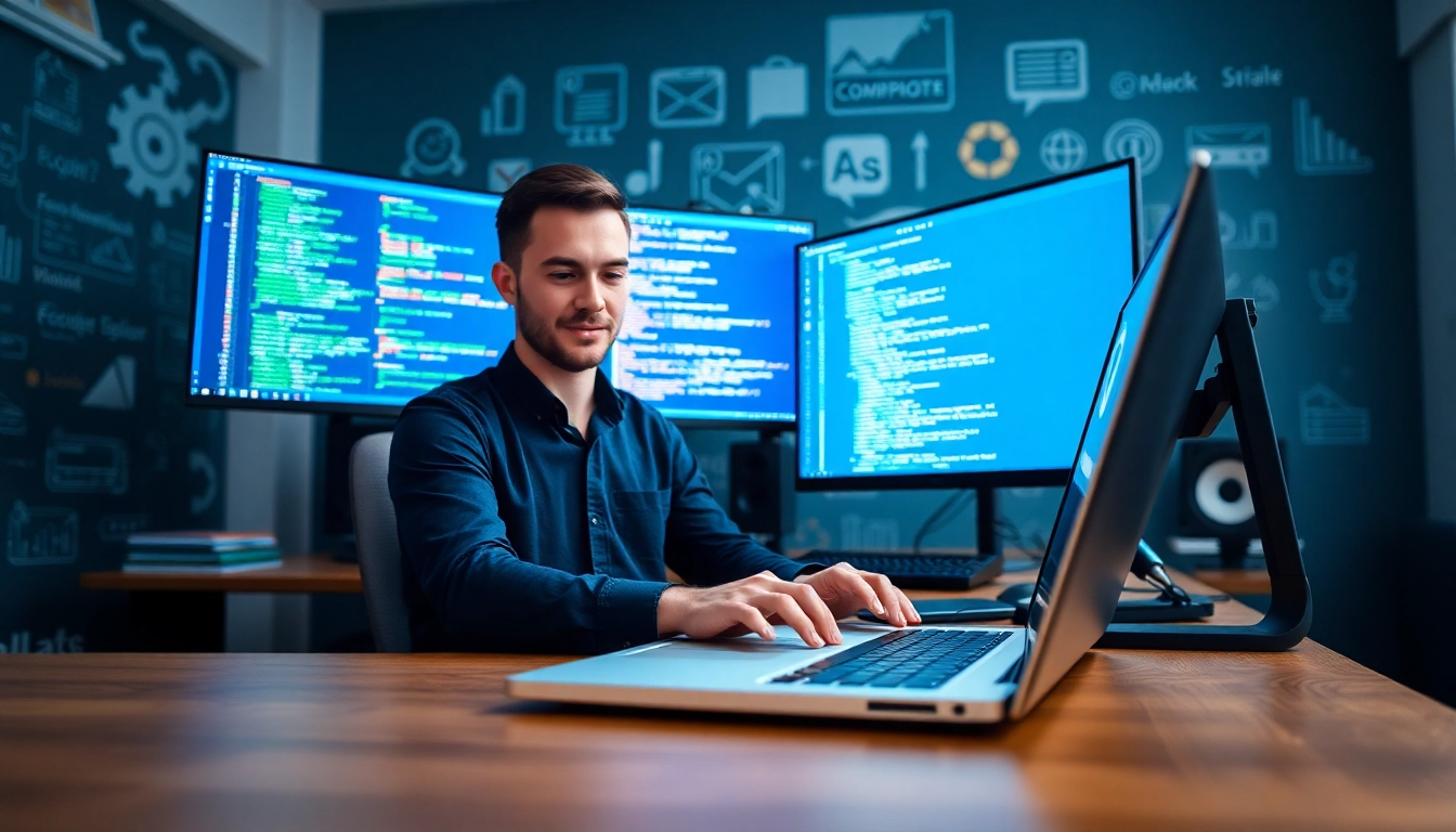 Showcasing the Best PHP course with projects in a modern workspace with coding elements.