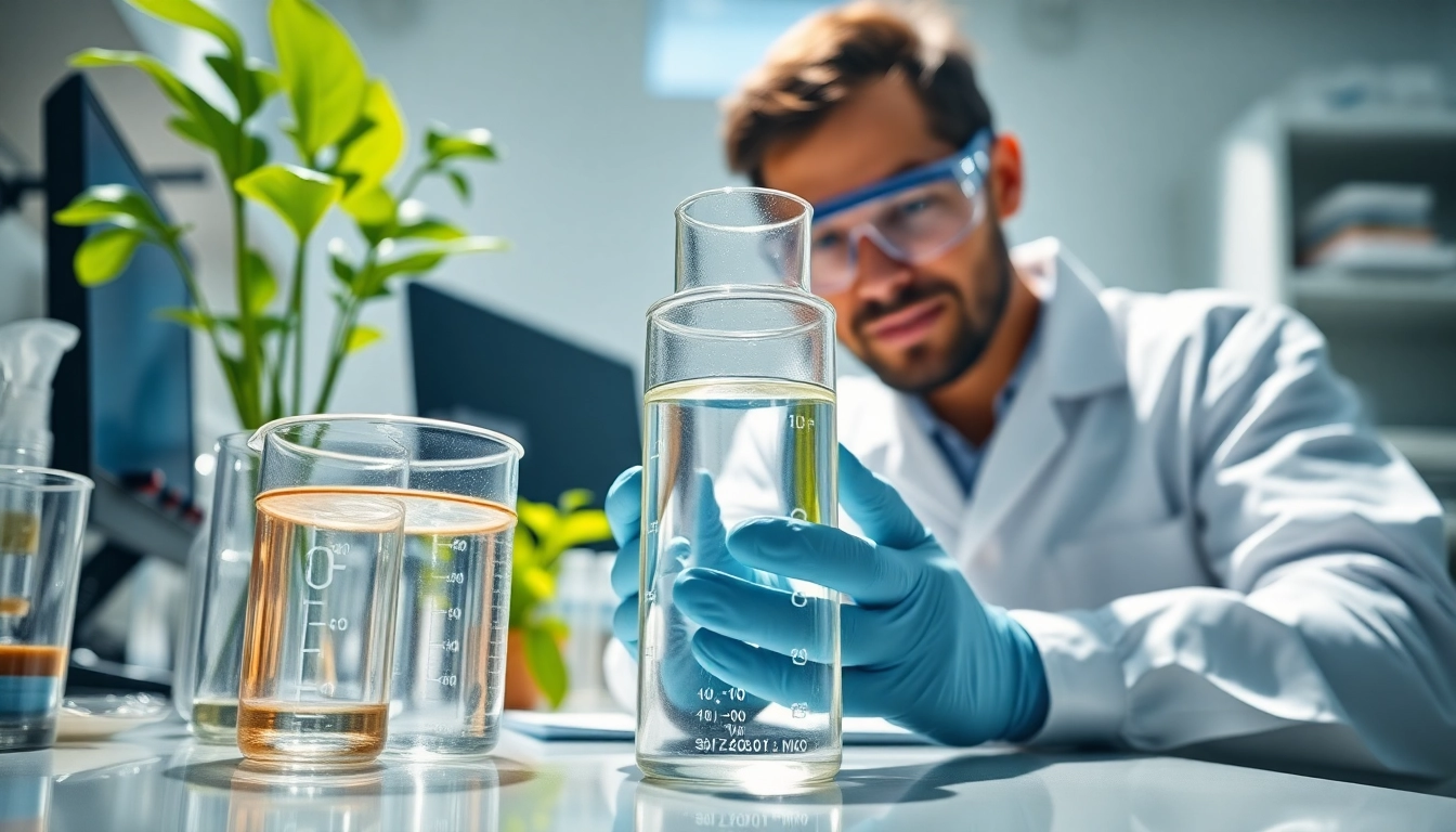 Investigating CarboxyMethyl Cellulose under bright lab lights showcases a chemist's expertise.