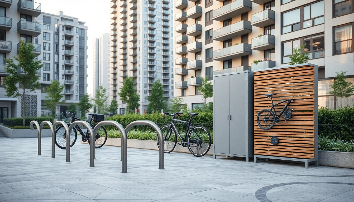 Showcasing Urban bike storage solutions with sleek design in a contemporary setting.