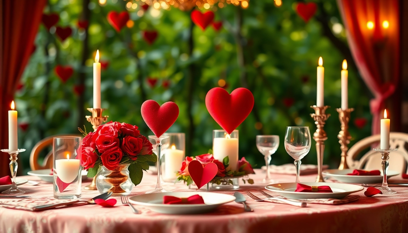 Celebrate beauty and the beast valentines with a romantic table setting adorned with hearts and candlelight.