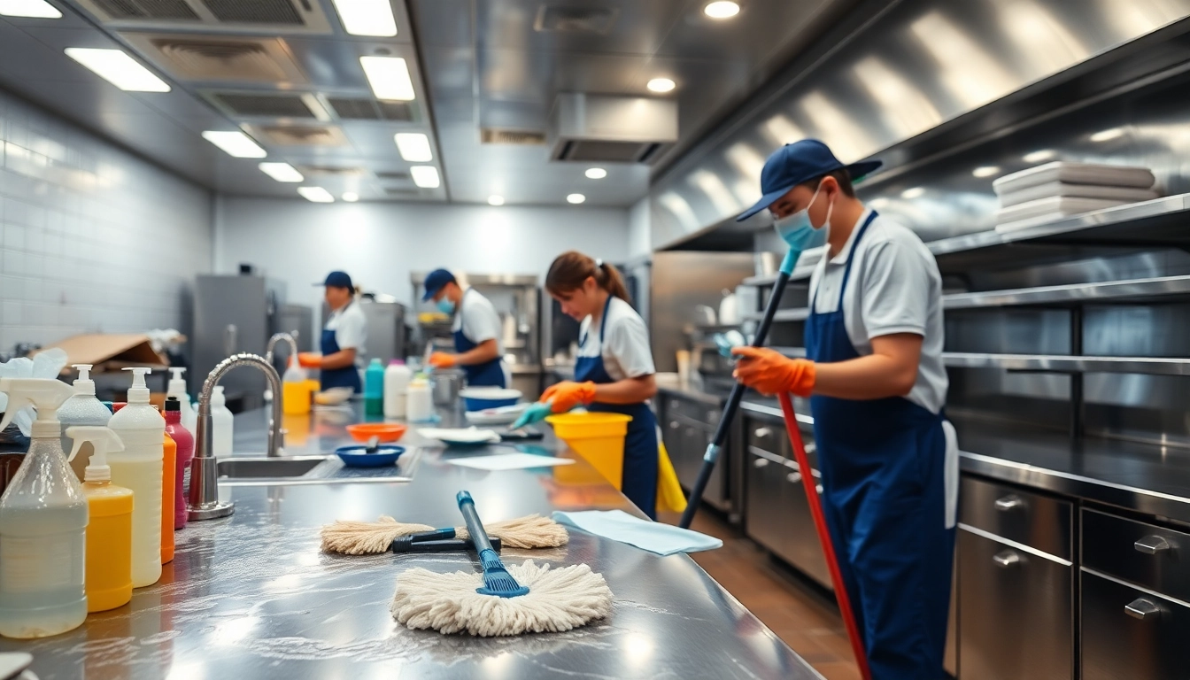 Transform your restaurant's standards with our Restaurant Janitorial Cleaning service showcasing staff in action.