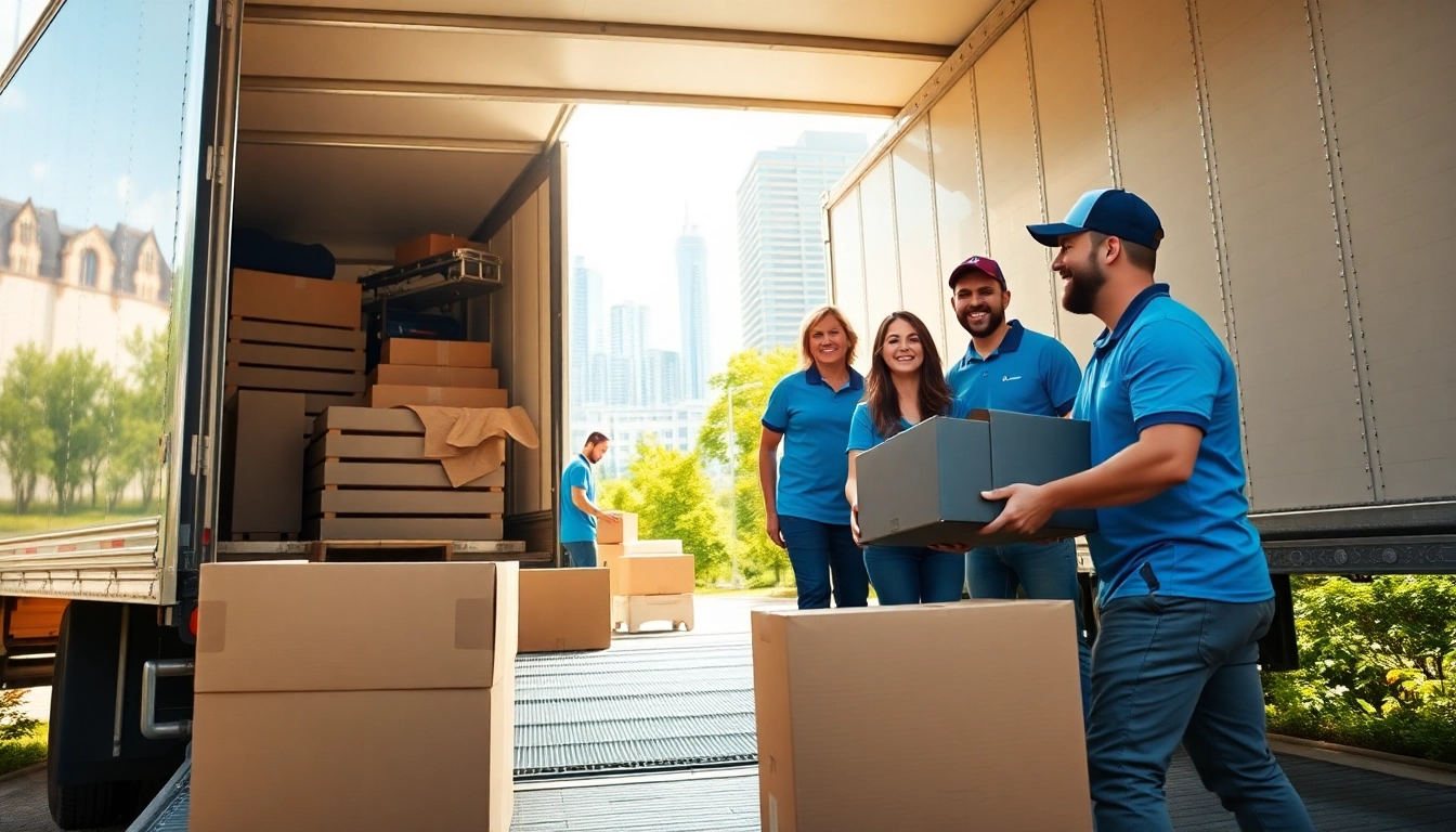 Professional movers from moving company Toronto assisting a family with their move in an urban setting.