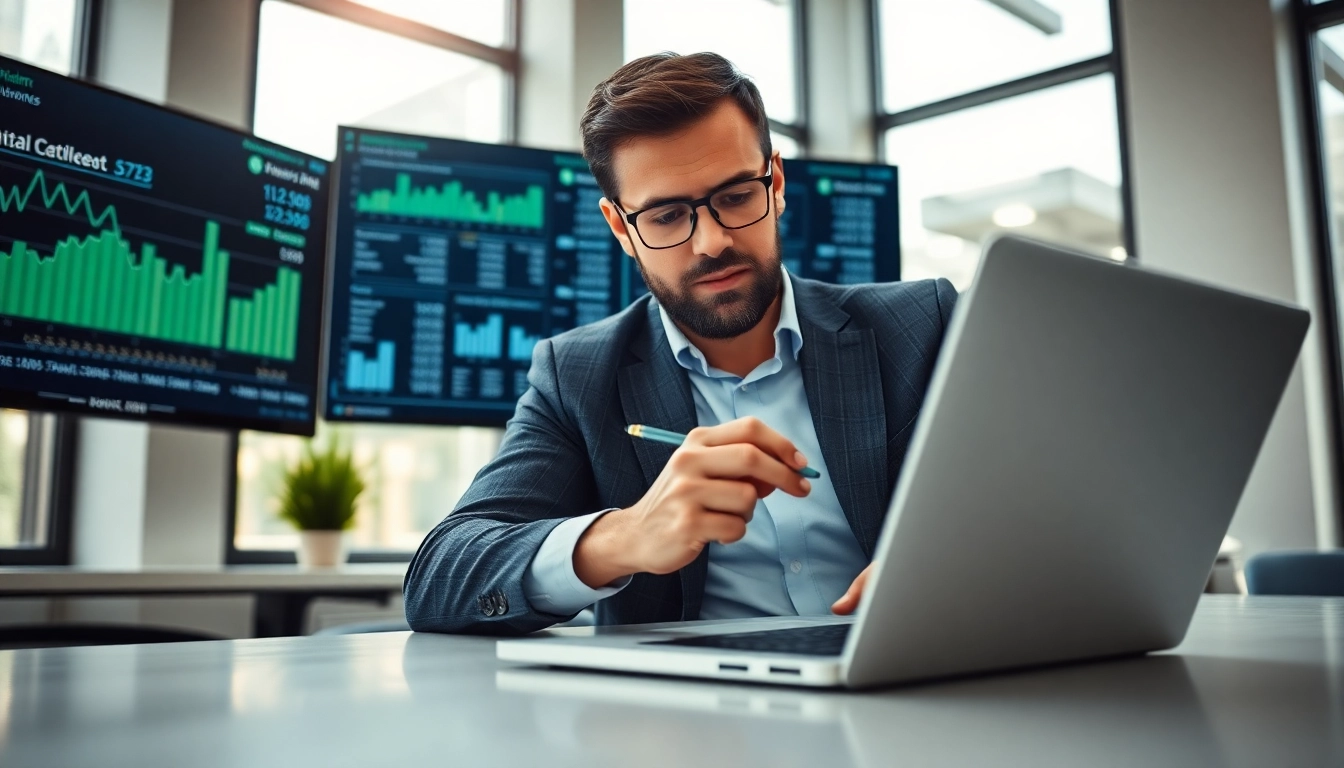 Analyze and find competitor pricing data on digital screens in a modern office setting.